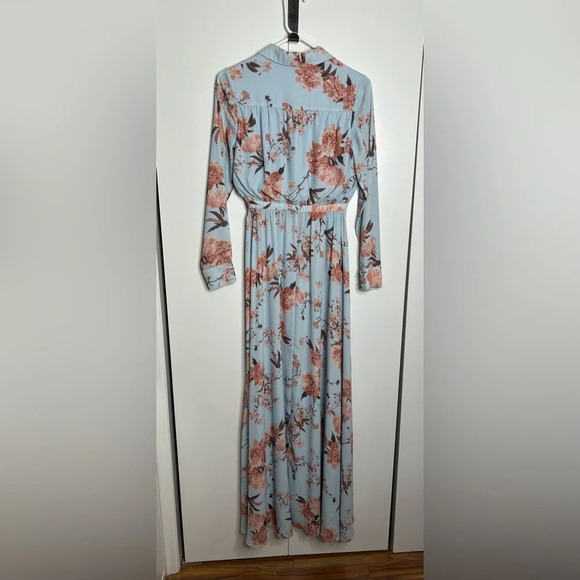 Fame and Partners - The Orianna Maxi - Blue Floral Long sleeve Dress- US 0 - RTR - Picture 9 of 12